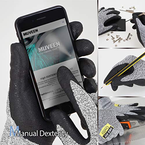 Image of DEX FIT Level 5 Cut Resistant Gloves Cru553, 3D Comfort Stretch Fit, Power Grip, Durable Foam Nitrile, Smart Touch, Machine Washable, Thin & Lightweight, Grey 10 (XL) 3 Pairs