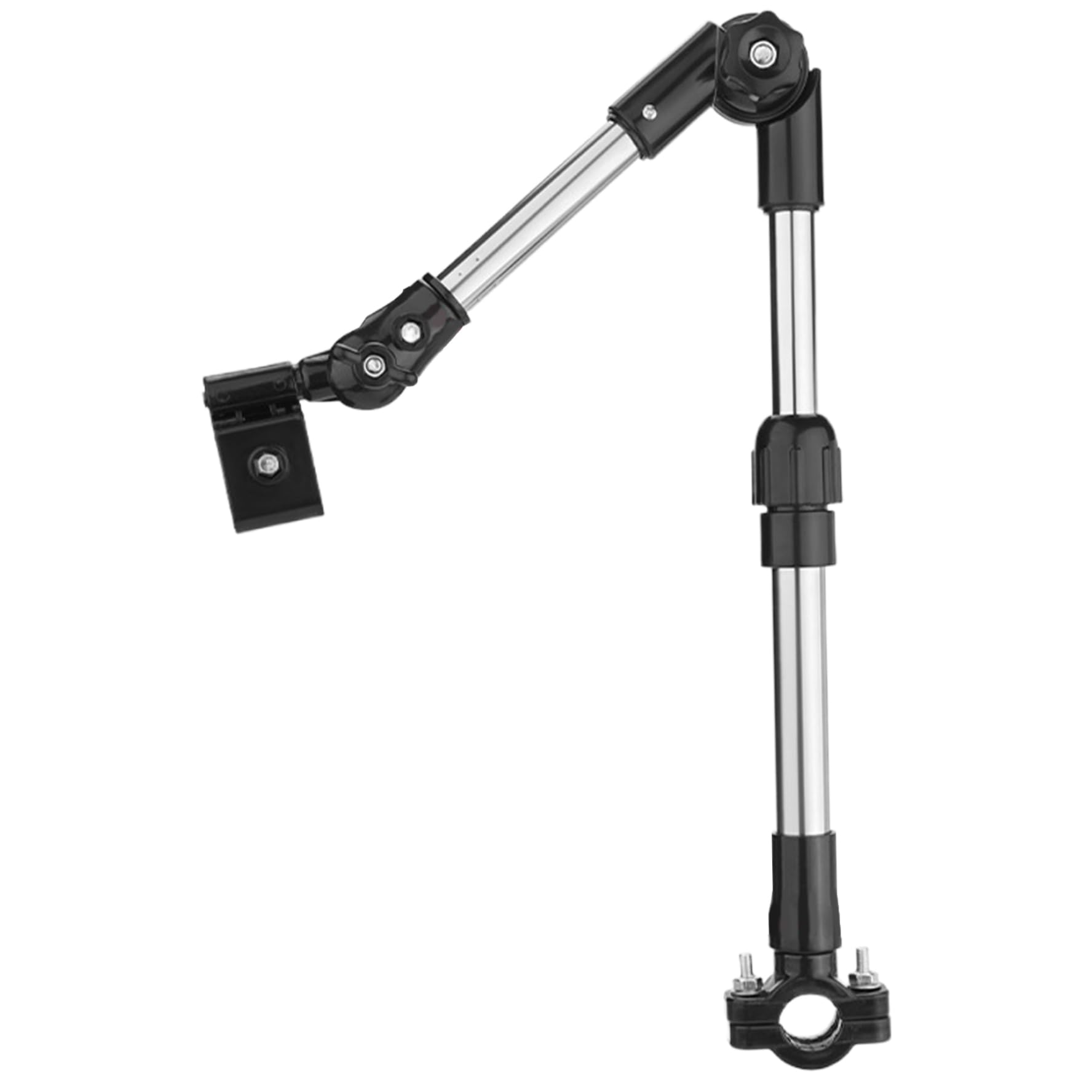 Accesorio para sombrilla de cochecito, soporte ajustable a 180°, abrazadera extensible para manillares de 2 a 2, 5 cm (0, 83-0, 98"). Ideal para bicicletas, carritos de bebé, coches eléctricos y mot