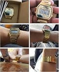 Gold Digital Watch Mens Womens Water Resistant Stainless Steel Band Electronic Square LED Back Light Wristwatch 1123