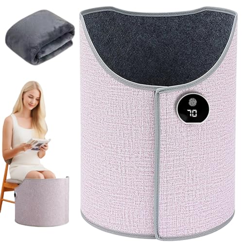 Rppiup Leg Warmer Under Desk, Folding Electric Heated Foot Warmer with Soft Blanket, 5 Temperature Levels Portable Leg Heater, 360 Degree Surround Plug in Heater for Personal Space Office Home (Pink)