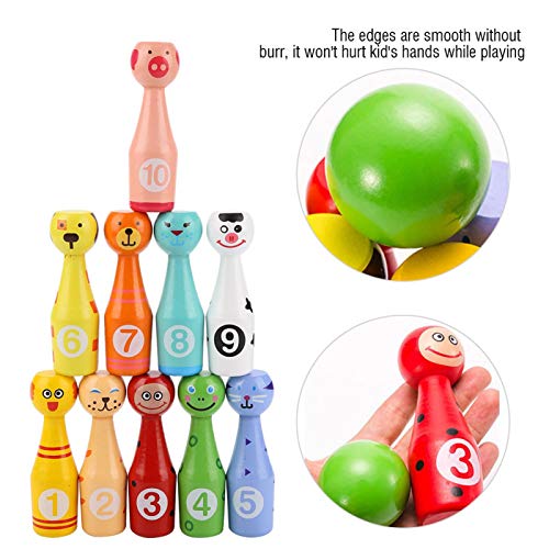 Estink Bowling Spielzeug, Kinder pädagogische Tier Bowling Flasche Ball Holz Bowling Spielzeug Outdoor-Spiel… – Bild 8