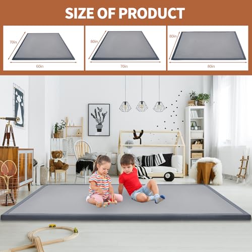 Image of DoCred Baby Play Mat for Floor - 1.4 inch Thick Memory Foam Rug, 70 inchx59 inch | Soft Playpen Tummy Time Mat for Tatami, Nursery, Large Non-Slip Backing Padded Crawling Mat for Babies Toddlers, Infant, Kids