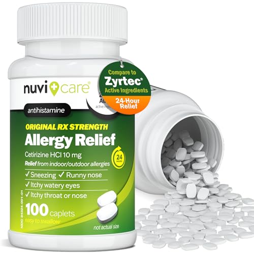 Image of NUVICARE Cetirizine 10mg 24-Hr Allergy Relief Tablets, 100 Count