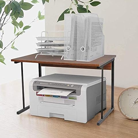 Huisen Furniture Office Desktop Printer Stand Unit Storage Home Kitchen Microwave Countertop Oven Rack with Drawers Metal Frame Wood Tabletop Cover