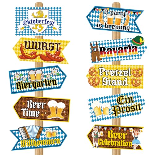 Oktoberfest Decorations Party Signs Set of 20, October Festival Decor
