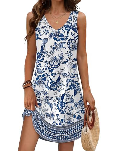 Image of Aokosor Womens Summer Dresses 2026 Loose V Neck Sleeveless Dress Sundresses Swimsuit Coverup Vacation Outfits