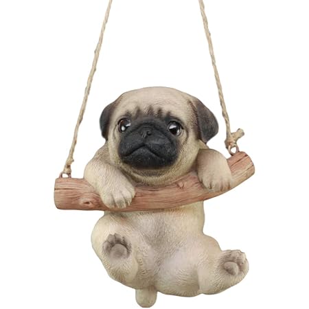 Amazon Com Ebros Adorable Lifelike Teacup Pug Macrame Branch Hanger 5 5 Tall With Jute Strings Pug Puppy Wall Decor Home Kitchen