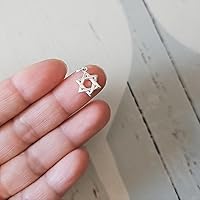 Vista 3 de Sterling Silver Tiny Star of David Charm Necklace, 18