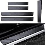 WoshocK 5PCS Car Door Sill Protector Scuff Plate with Rear Bumper Protector, Carbon Fiber Car Door E