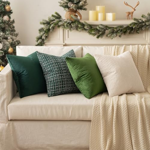 Slozzi Set of 2 Velvet Cushion Covers Home Plain Decorative Throw Pillow cases 12x20 Inch 30x50 cm Soft Square Pillow Covers for Sofa Bedroom Dark Green - Image 3