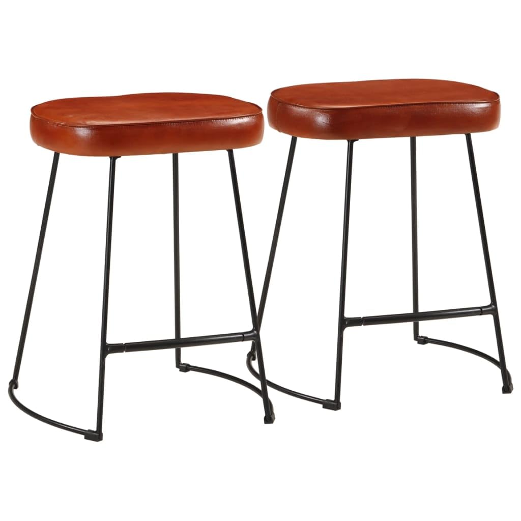 Taburete de bar con acolchado de piel, estructura de metal, 40 x 29,5 x 53 cm, color marrón oscuro
