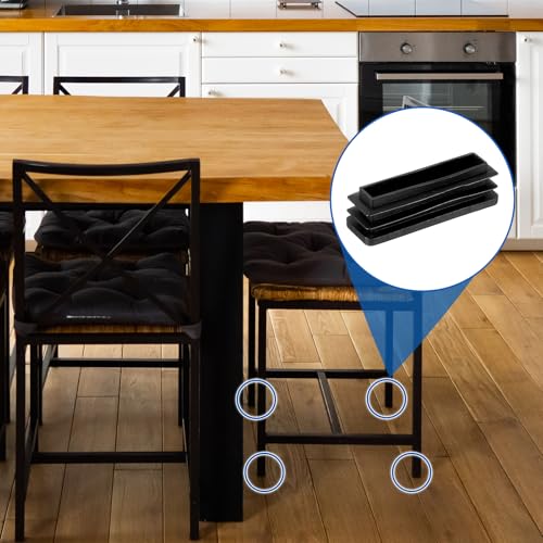 Image of uxcell 24 Pcs Rectangle Tubing End Caps 2 x 5 /8 Inch Plastic Hole Plugs Insert End Cap for Metal Tubing Post Chair Leg Table Bookshelves Furniture, Black