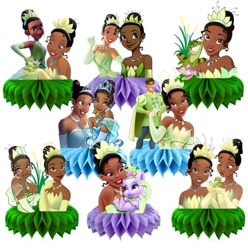 8Pcs Princess Frog Table Centerpieces Birthday Party Supplies Double Side Table Decorations for Tiana Party Decorations