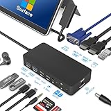 Microsoft Surface Docking Station Triple Displays Dual HDMI+VGA, 12 in 1 Surface Dock for Surface Pro 11/10/9/8/X/7/6/5/4/3, Surface Laptop 6/5/4/3/2/1, Surface Laptop Go 3/2/1, Surface Book 3/2/1