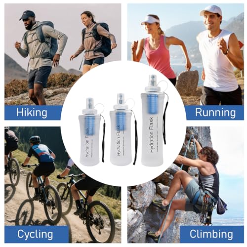 Butie 1L Collapsible Water Bottle with Filter for Hiking, Camping & Travel - TPU Soft Flask, 0.1 Micrometer Hollow Fiber Membrane for Clearer, Better Tasting Outdoor Water(White)