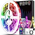 Keepsmile 50ft Led Lights for Bedroom, Bluetooth Smart APP Control RGB Color Changing Led Strip Lights with Remote Control and Power Adapter Led Lights for Room Kitchen Party Home Decoration