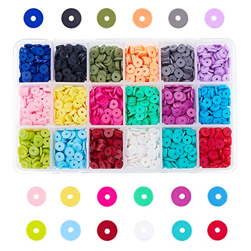 Ph Pandahall 4500Pcs Polymer Clay Beads 6Mm Vinyl Disc Beads 18 Colors Heishi Beads Flat Silicon Beads For Hawaiian Friendship Earring Choker Bracelet Necklace Jewelry Making Summer Surfer, 2Mm Hole #TOP2