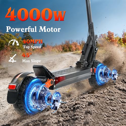 Image of Fast Electric Scooter Adults, 1200W /5600W Off Road E Scooter, 35 /50 Miles Long Range, 35 /50 MPH Top Speed, 10 /11 inch Tires, Foldable Kick Scooter for Adults and Teens with Dual Suspension