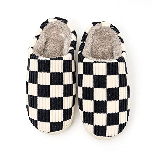 guyarns house slippers for women amp men - fuzzy casual indooroutdoor shoes with memory foam amp faux fur lining