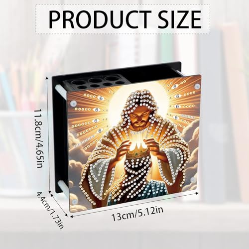 Image of DIY 5D Diamond Painting Pen Holder - Christian Religious Scene Pencil Holder for Spiritual Decor, Decorative Diamond Art Organizer for School, Office, and Home