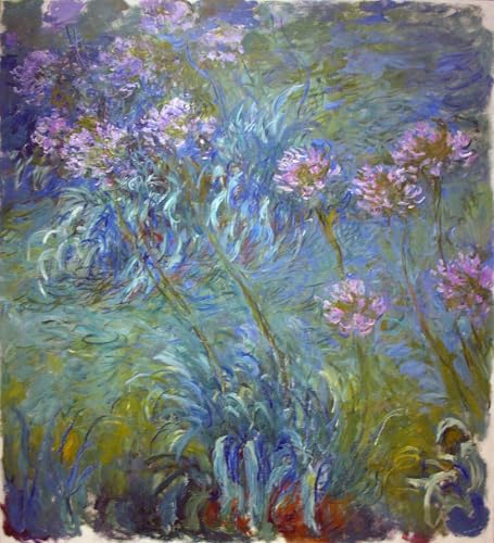 Peinture moderne Claude Monet Agapanthe pour transformer un mur vide de salon