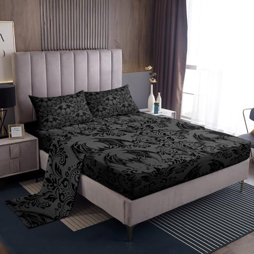 Feelyou Ensemble Draps Lit Gothic Queen 4Pcs Doux