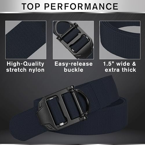 TECEUM Belt – Navy Blue B4 S – Heavy-Duty, Work, Hiking, Rigger, EDC Men’s Belts – Quick-Release – Nylon Web3