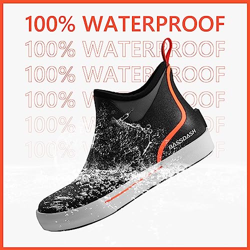 Image of BASSDASH Men's 4.5 inch Waterproof Fishing Deck Boots Anti-Slip Rubber Ankle Boots Rain Shoes for Boating Gardening Working