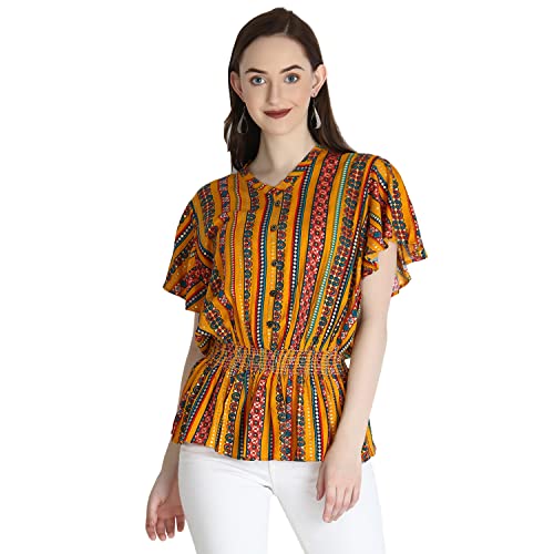 Image of GRECIILOOKS Printed Regular Fit Jeans Rayon One Piece Western Tops for Women Stylish