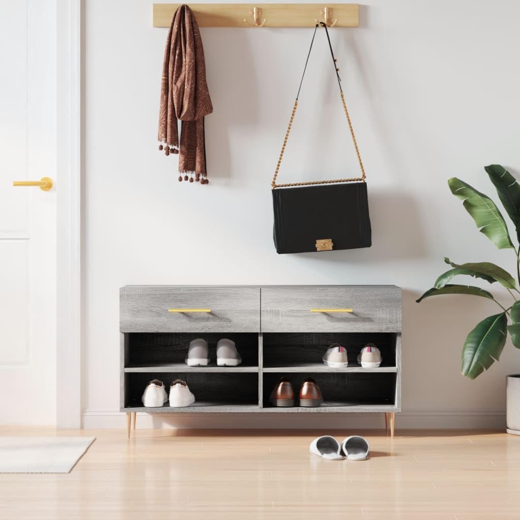 Banc à Chaussures Sonoma Gris en Bois d'Ingénierie aux Finitions Modernes et Épurées