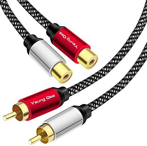 Yeung Qee Cable de extensión RCA macho a 2RCA hembra de 2 m, cable de extensión RCA de nailon trenzado de 2 RCA macho a 2 RCA hembra de audio estéreo (2 m) Cover