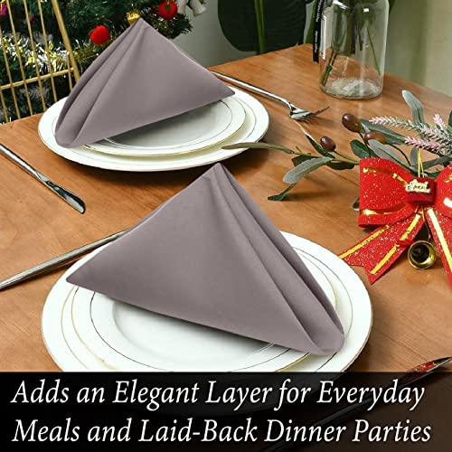 Image of Ruvanti Cloth Napkins Set of 12, 18x18 Inch, Soft & Absorbent Cotton Enrich Dinner Napkins for Hotel, Wedding Parties, Napkins Everyday - Coffee Grey