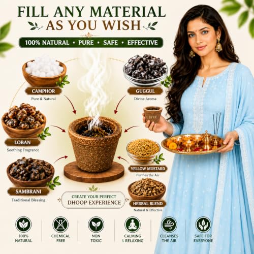 Image of Byre Cow Dung Panchgavya Empty Dhuni Cup I Herbal Natural Sambrani Cups for Daily Havana (105 Sambrani Cups in a Box)
