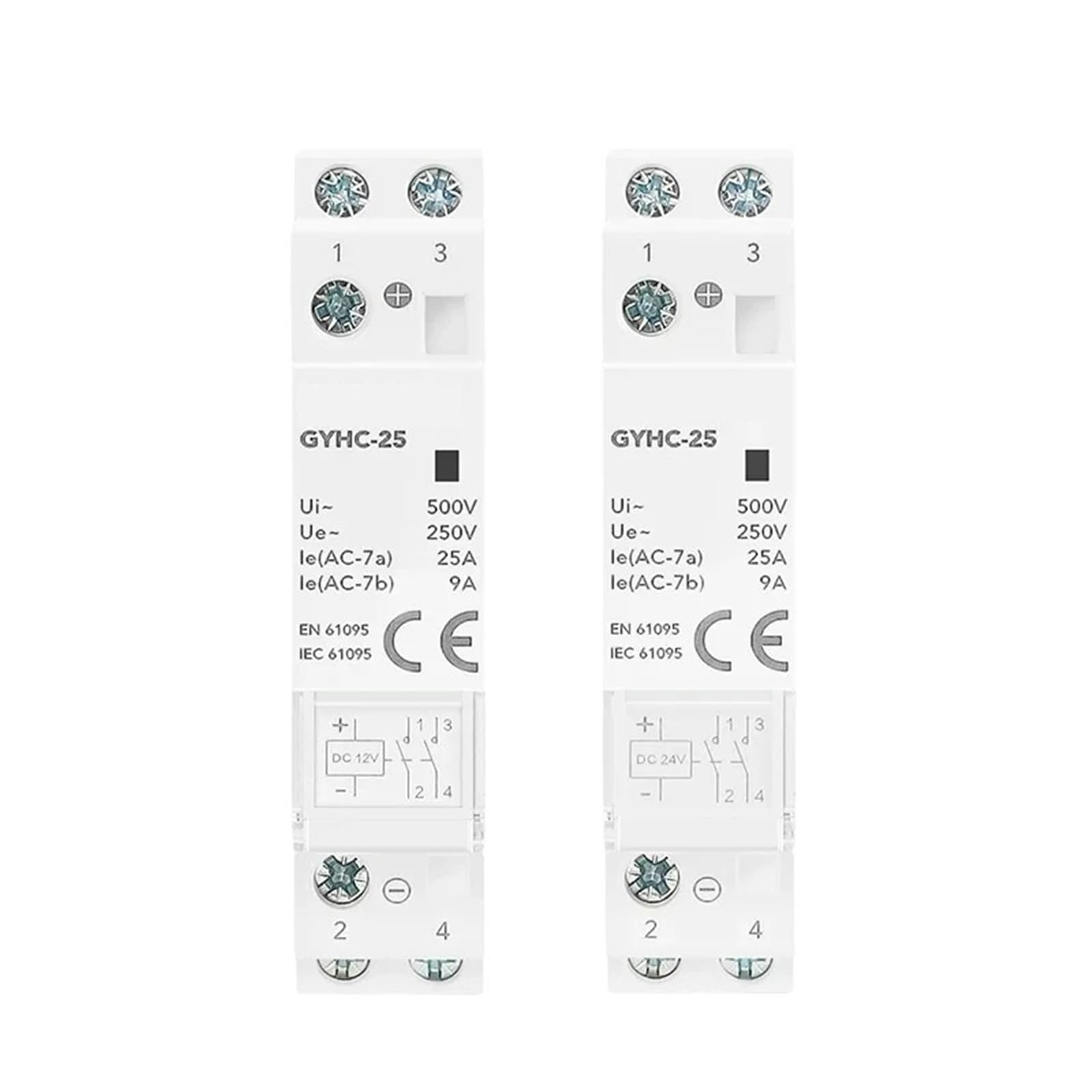 Contacteur modulaire rail DIN 2P 25A 24V DC pour tableau électrique de maison