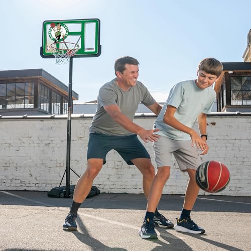 Image of Lifetime NBA Boston Celtics Portable Basketball Hoop, Adjustable Height 7.5-10 Ft, 44 Inch Shatterproof Fusion Backboard, Base with Wheels
