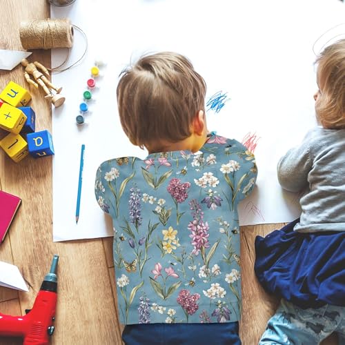 JUNZAN Flowers Hyacinths Butterflies Blue Kids Boys Hoodie Sweatshirt Fleece Kids Hoodies Boys Sports 4T 6