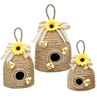 Bienenstock-Dekor, 3er-Pack, Bauernhaus-Bienen-Dekorationen, rustikale Bienen-Heimdekoration, Frühlings- und Sommer-Bienen-Heimdekoration für Küche, Wohnzimmer und Regale, Sonnenblumen-Dekorationen