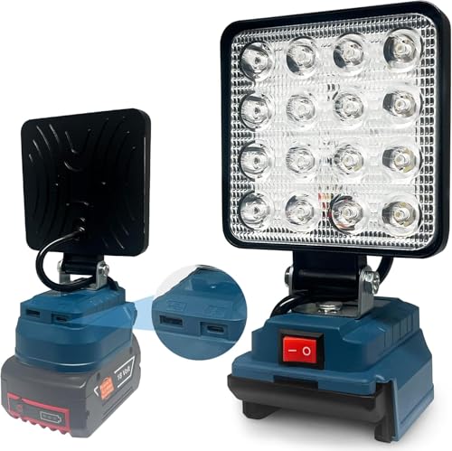 LED-Arbeitsleuchte für BOSCH 18V Akku,18V Arbeitsleuchte mit Unterspannungsschutz, USB-Ladeanschluss, LED-Arbeitsleuchte für Baustelle und Sicherheitsbeleuchtung/Camping(nur Werkzeug)