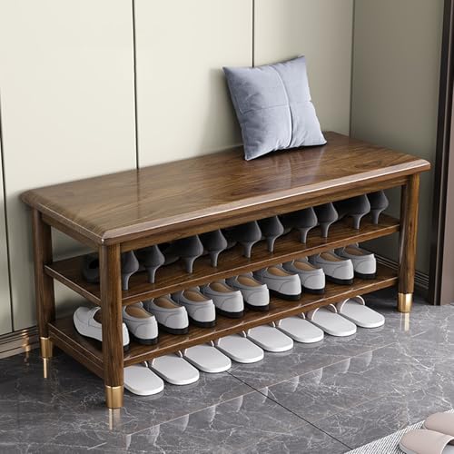 Banc à chaussures entrée petit espace meuble en bois stable 2 niveaux - 3