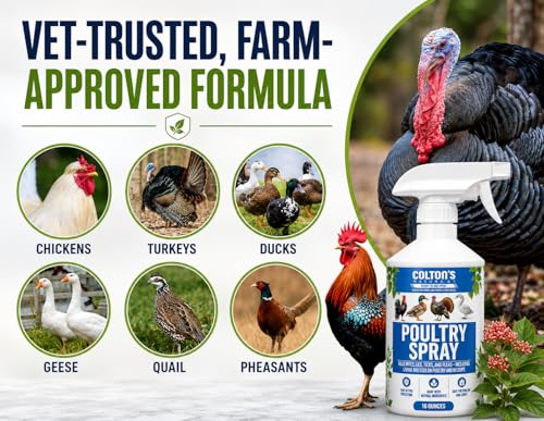 Image of Colton's Naturals Poultry Spray 16 oz - for Chickens - Helps with Mites, Lice, Fleas & Scaly Leg - Safe for Coops, Birds & Backyard Poultry