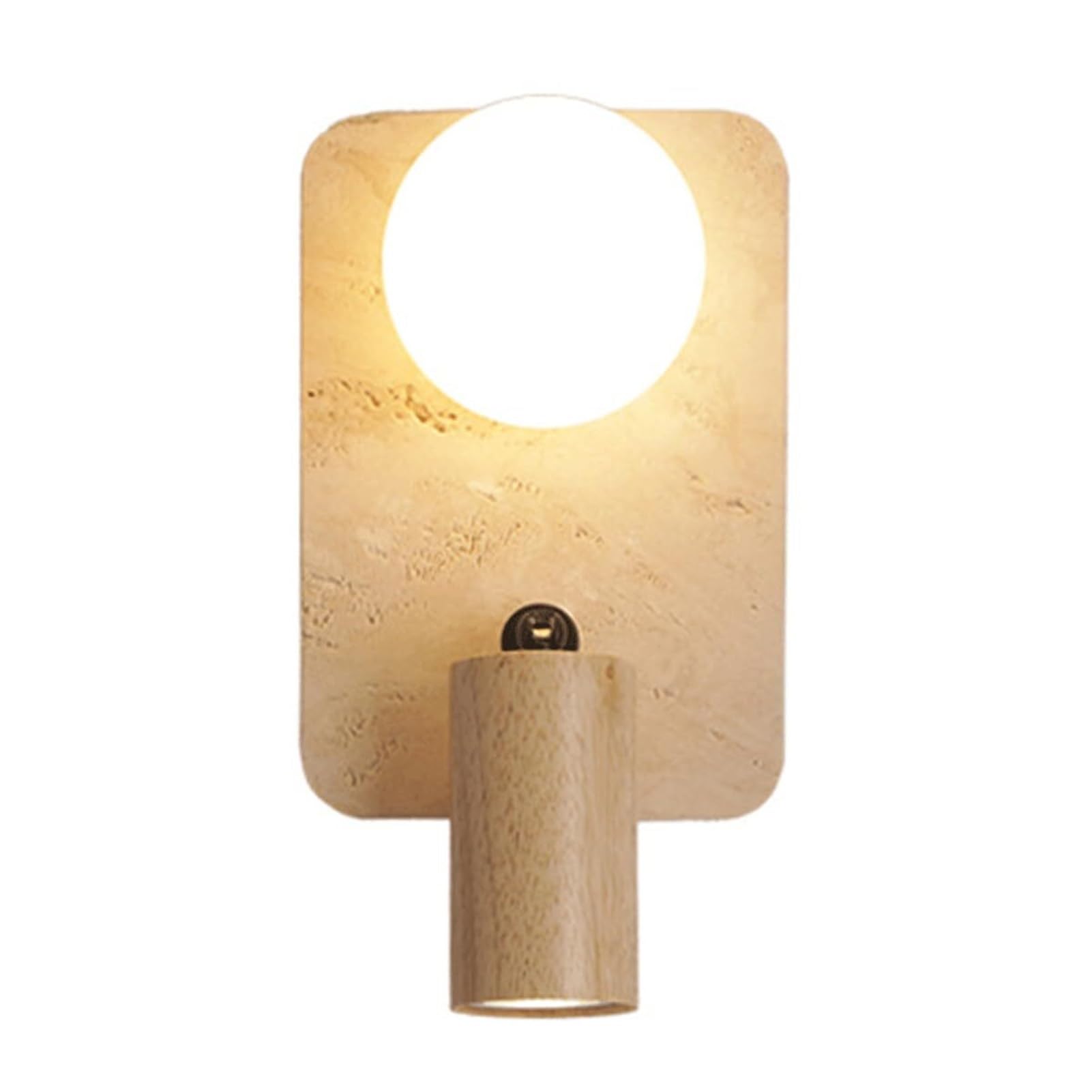 KBUUKYYXouy Elegant Double Head Wall Sconces Yellow Travertine Wall Light with Glass Shade Wooden E27 Base Rotatable Wall Lamps G9 Base Hardwired Vanity Lights for Entryway Bedroom Bedside Hallway