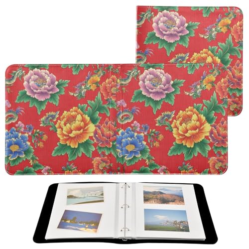 Álbum de Fotos Scrapbook Adhesivo DIY Flores de Peonía Roja Binder de 3 Argollas 40 Páginas 8x10 para Memorias miniatura 2