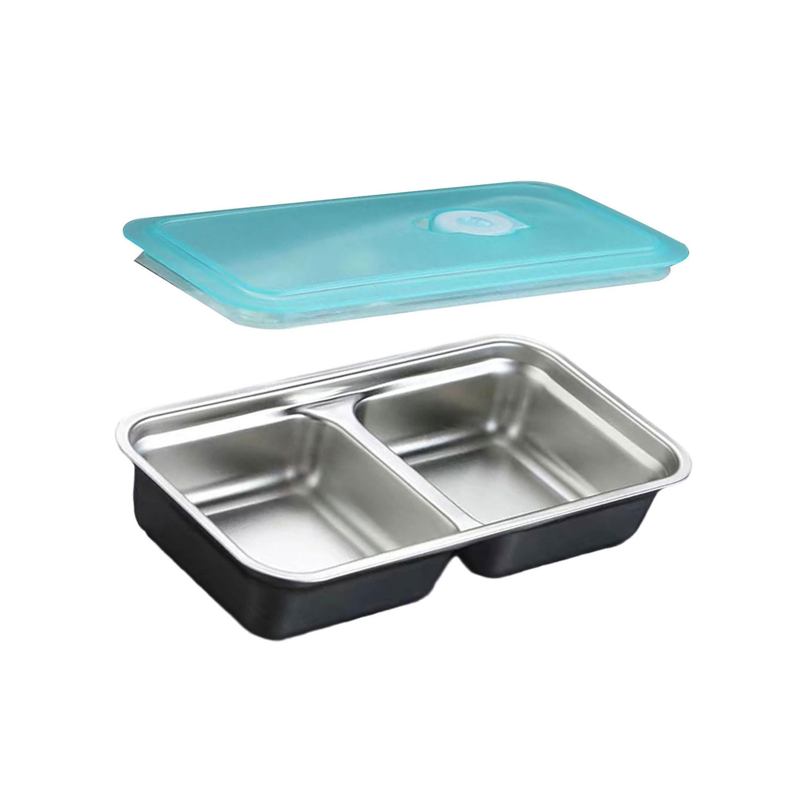 Lerpwige Leakproof Double Compartment Food Container Rustproof Meal Box Outdoor Double Compartment Meal Container