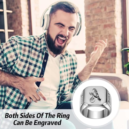 Personalized Signet Rings for Men Women Engraved Ring Custom Initial Rings Mens Ring Customized Memorial Gifts for Father Husband Boyfriend Teacher4