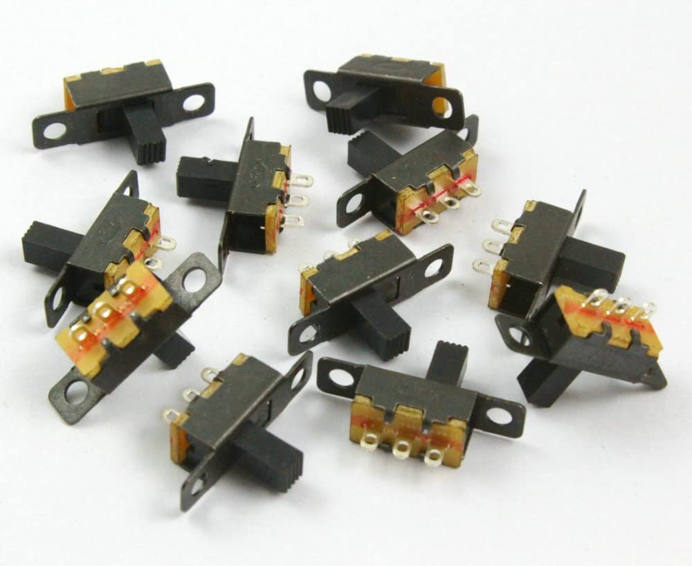100 Pieces 3 Pin 2 Position 1P2T SPDT Panel Mini Vertical Slide Switch Solder Lug SS12F15VG5