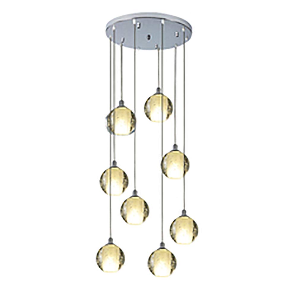 Tfgajkkkkk ルーの Spiral Staircase Villa Club Living Room Dining Room Hanging Light Nordic Long Crystal Chandelier Light Simple Postmodern Lighting G4 Staircase Chandelier-Golden Misarrangement 8 (Silver Misarrangemen