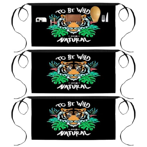 Demi-tablier court de chef tigre sauvage lot de 3 pièces de qualité pour pâtisserie et bar