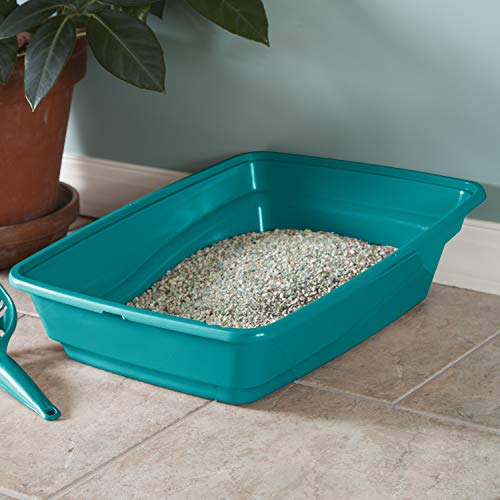 Image of Sterilite 13033W06 Large Frame Pet Animal Kitten Cat Litter Tray Pan with Low Entrance, Sea Going (6 Pack)