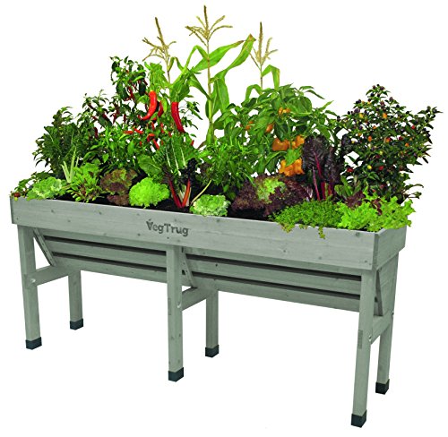 Vegtrug Wall Hugger Planter, V-Shaped Outdoor Planter, Made of Wood, Holds 310 Liters of Compost, Ideal for Small Spaces, Medium, 1.8 m, Gray Wash