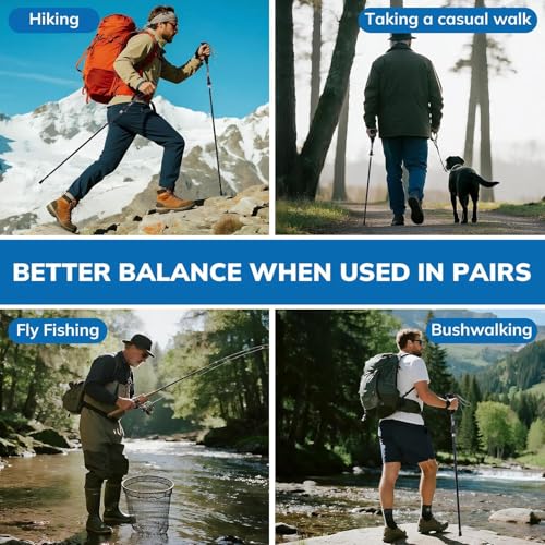 Image of Foldable Trekking Pole for Hiking & Trekking | Adjustable Up to 125 cm | Lightweight Aluminum Walking Stick with EVA Grip, Flip Lock, Snow Basket & Carry Bag 1 Piece